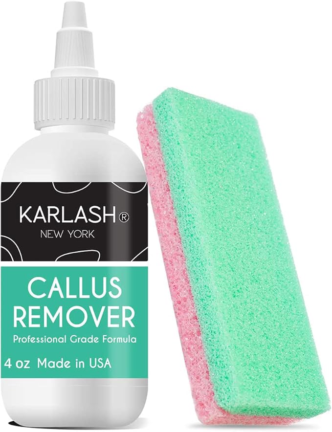 Karlash Callus Remover Gel for Feet and Foot Pumice Stone Scrubber Kit Remove Hard Skins Heels and Tough Callouses from feet Quickly and Effortless 4 oz (4 Ounce)