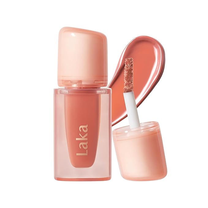 Laka Jelling Nude Gloss Mini, 1.9g/0.07oz, Sheer Hydrating Lip Oil with No Stain, Non-Sticky, Nourishing Gloss for a Fresh, Glowy Look, Vegan, Clean Beauty Makeup, K-Beauty (#304 Gingerring)