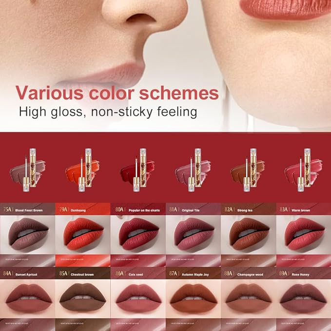 Soft Matte Liquid Lipstick in Classic Rose Red, High Pigment Full Coverage Matte Lip Color, Waterproof Smudge-Proof Non-Transfer Lightweight Liquid Lipstick for Long-Wearing Everyday Makeup 80A