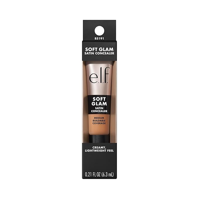 e.l.f. Soft Glam Satin Concealer, Medium Coverage For Blemishes & Under-Eye, Crease-Resistant, Long Lasting, Vegan & Cruelty-Free, 34 Medium Cool