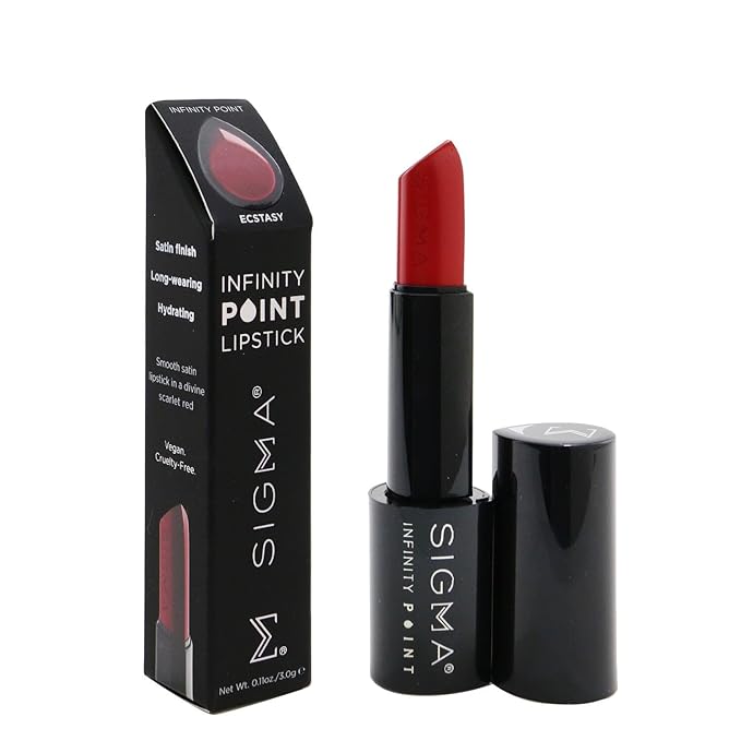 Sigma Beauty Infinity Point Peachy Nude Lipstick - Longwear Satin Finish Lipstick for Great Lip Color Makeup, Epiphany