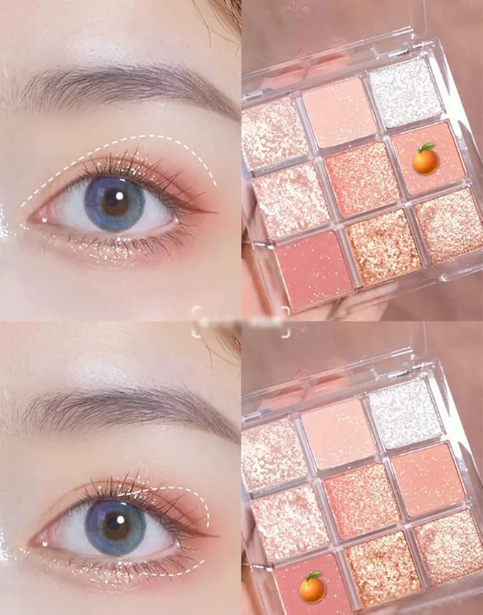 Kayswang 9 colors glitter eyeshadow palette makeup palette matte high pigment color cream texture natural eye shadow powder eye shadow palette in autumn and winter long lasting and waterproof (pink)