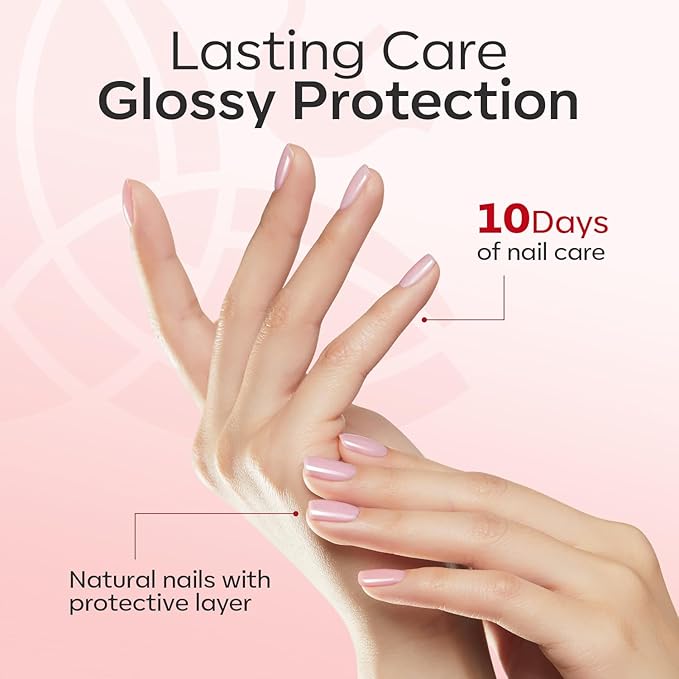 modelones Nail Strengthener, Sparkle Pink Nail Polish Nail Repair for Damaged Nails Hardener Air Dry Nail Growth Polish Natural Nail Concealer Foundation Gifts for Women 15ml
