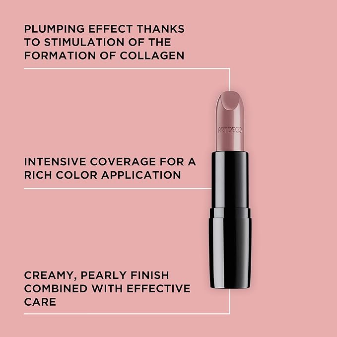 ARTDECO Perfect Color Lipstick - Royal Rose - Glide-On Lipstick with Rich Color & Plumping Effect - Creamy, Pearly Finish - Hyaluronic Acid - Long Lasting - Lip Plumper - Lip Care - Makeup - 0.14 Oz