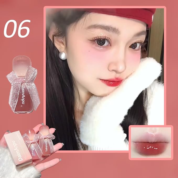 6Pcs Hydrating Jelly Cute Lip Gloss Set,Moisturizing Water Lip Stain Liquid Lipsticks,Waterproof Long Lasting Clear Oxygen Tinted Lip Blam Cute Lip Glaze