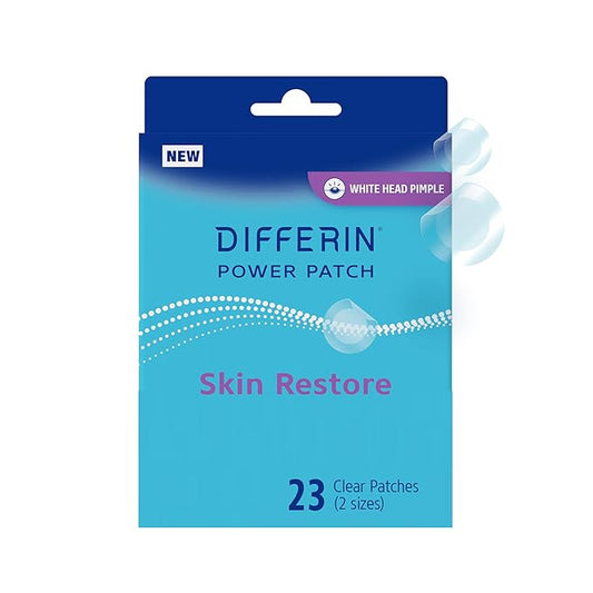 Differin Power Patches for White Head Pimples, Hydrocolloid Patches formulated with Zinc Hyaluronate and Niacinamide, 4-in-1 Hydrotech™ Formula, Helps Absorb Impurities and Restore Skin, 23 ct