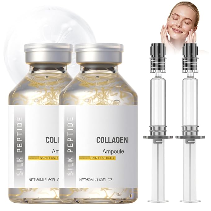 2Pcs Silk Peptide Intensive Lifting Ampoule, Deep Collagen Serum, Korean Anti-Aging Facial Essence with Collagen, Intensive Smoothing & Hydrating, Gentle Formula