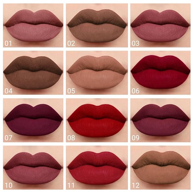 evpct 1Pcs Light Nude Soft Brown Matte Liquid Lipstick Lip Gloss Glossy Set for Black Women 24 Hour Silky Velvet Lipstick labiales matte larga duracion mate 24 horas originales 12#