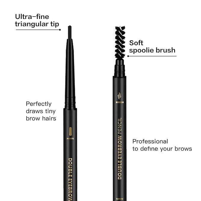 O'CHEAL 3Pcs Black Eyebrow Pencil, Premium Eye Brow Pencil with Spoolie Brush, Longwearing for Perfect Brows, Professional, Precision, Defines, Universal Waterproof Double-ended Eyebrow Pen for Women