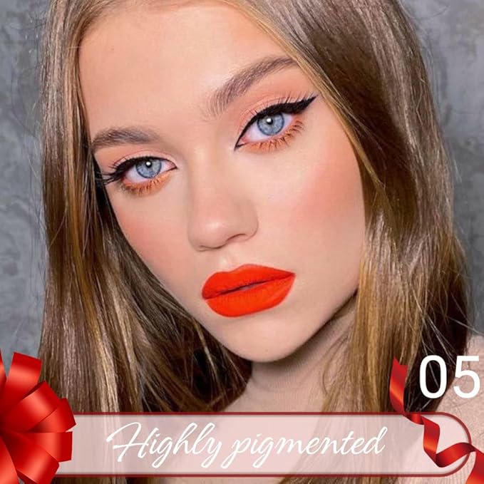 Charm Orange Matte Lip Liner Crayon with Sharpener - Waterproof Smudgeproof Long-Wear Lip Pencil, Creamy Pigmented Lip Crayon for Women, 12HR Stay Silky Velvet Lip Liner 05#