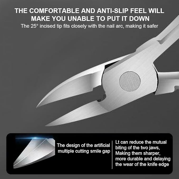 2Pcs Professional Nail Clippers Set, Heavy Duty Ingrown Toe Nail Clippers Adult Thick Nails Long Handle (Black)
