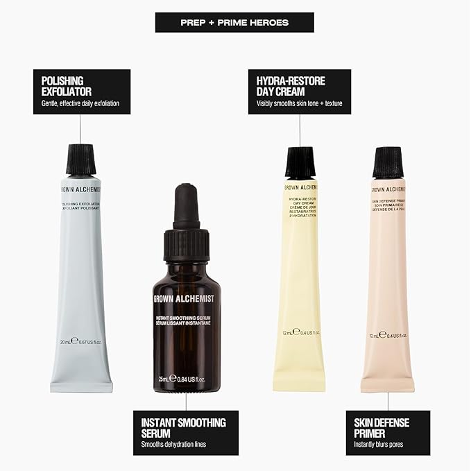 Grown Alchemist Prep + Prime Heroes Kit. 4 Bundled Products for Flawless Skin