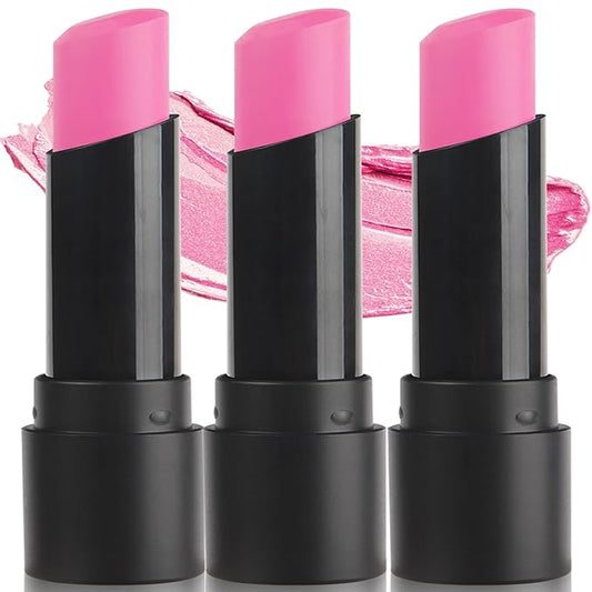 MEICOLY 3Pcs Pink Face Body Paint Stick for Halloween SFX Cosplay Makeup,Pink Accessories for Spirit Week,Eye Black Stick,Sweat Proof Waterproof Eye Black Baseball Softball Football Lacrosse