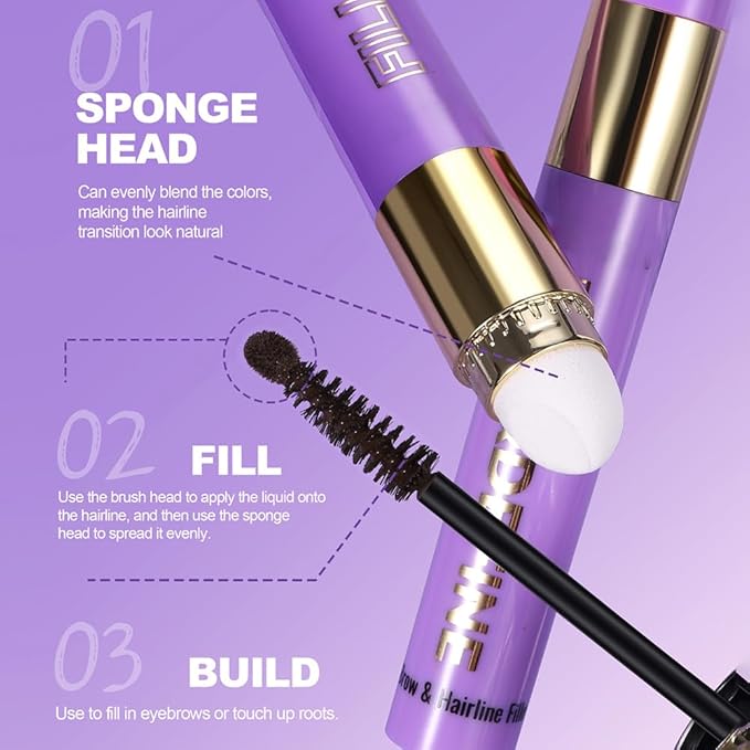 3 in 1 Hair Color Concealer Eyebrow Gel For Women, Waterproof, Long Lasting,Transfer-proof, suitable for eyebrows, beard, and hairline, With features a blending sponge applicator, Red Brown