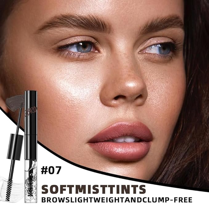 2in1 Semi-Permanent Eyebrow Gel & Lamination Gel, Eeybrow and Lash Gel, Lightweight and Waterproof Tinted Brow Gel For Up To 24HR Hold, Built-In Styling Comb - Clear Eyebrow Gel (07#Brown)