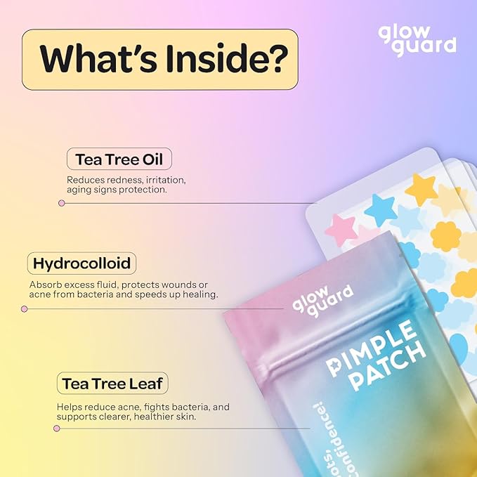 Pimple Patches with Hydrocolloid & Tea Tree Oil – Korean Skin Care, Dermatologist Tested – Absorbs Impurities, Reduces Redness – Vegan, Non-GMO, Clean Beauty – 100 Pcs
