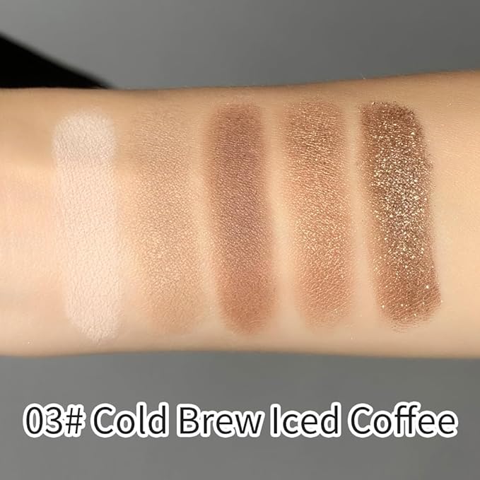 4 Color Eyeshadow Palette, Matte and Shimmer Powder Makeup, Highly Pigmented Blendable Shadows, Long-Lasting Waterproof, Natural Nude Brown Pink Shades (B-3#, 1 Count (Pack of 1))