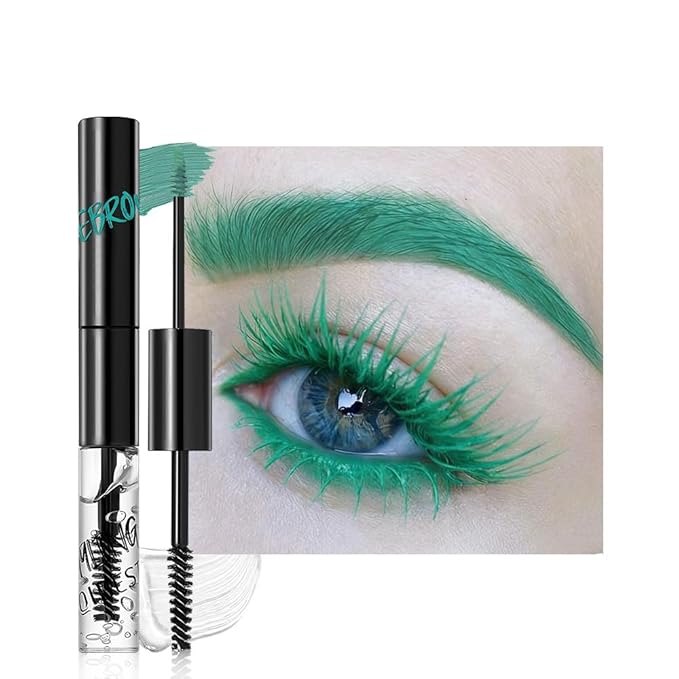2in1 Semi-Permanent Eyebrow Gel & Lamination Gel, Eeybrow and Lash Gel, Lightweight and Waterproof Tinted Brow Gel For Up To 24HR Hold, Built-In Styling Comb - Clear Eyebrow Gel (06#Green)