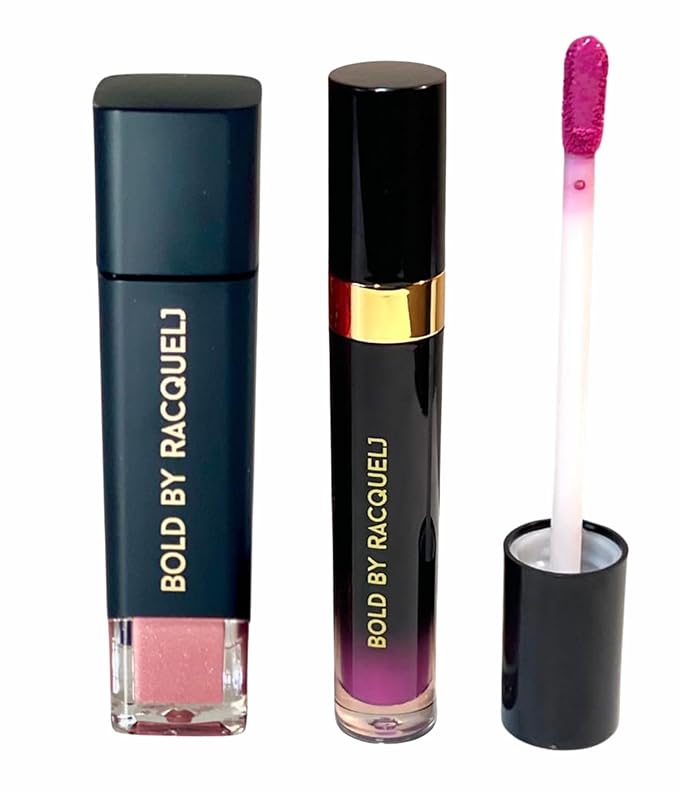 Hot Pink Lipstick & Gloss Set – Matte Liquid Lipstick + Shimmery Lip Gloss, Long-Lasting & Hydrating