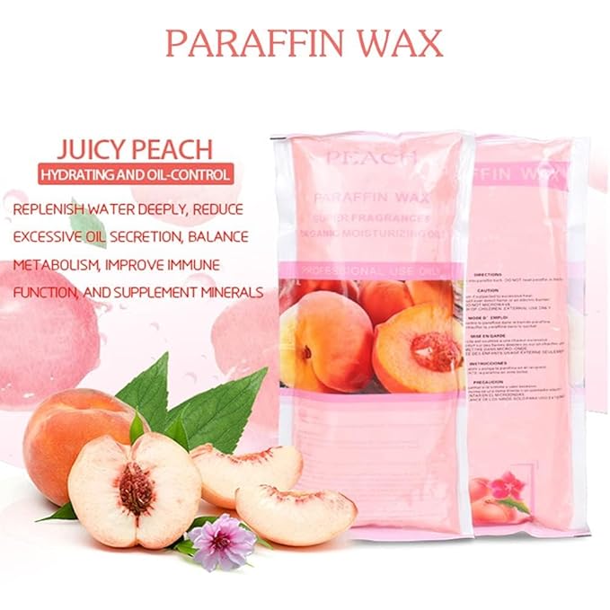 Paraffin Wax Refills, 12 Pack Peach Scented Paraffin Wax Beads Blocks for Paraffin Bath, Paraffin Wax Machine Refills for Hand Feet Dry Skin,Rrelieves muscle fatigue, HLead Hydration and nourish