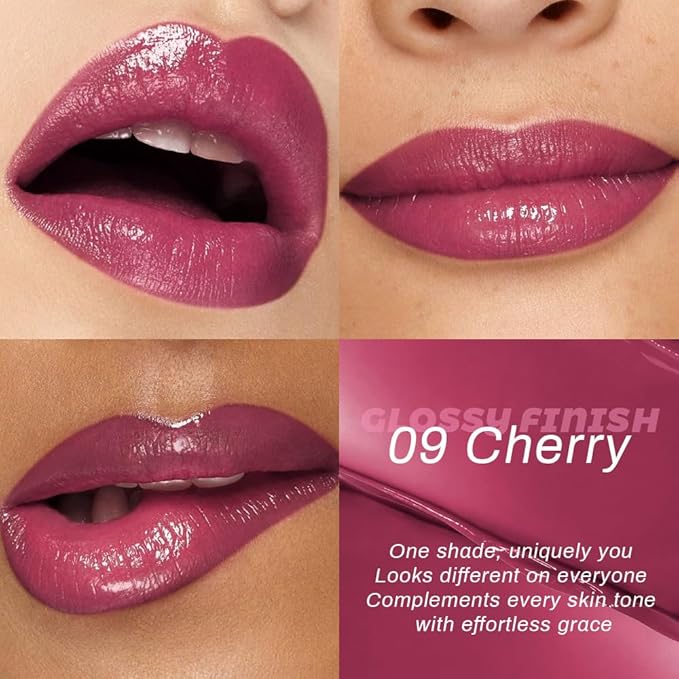 Lip Tinted Lipstick, Moisturizing Shine Balm, Glossy Finish, All Skin Tones (07&09, 1Pcs (Pack of 2))