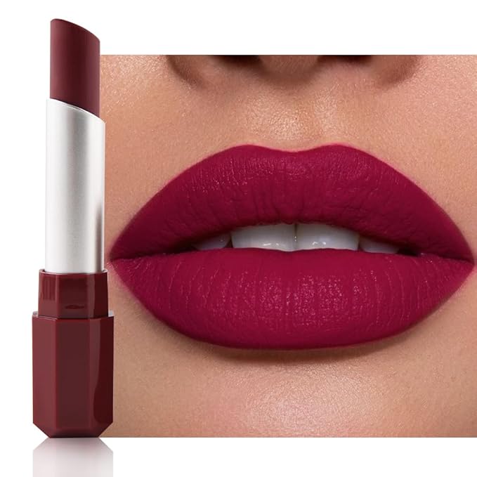 Dark Orange Red Matte Lipstick - Lip Crayon & Face Paint Stick for Women, Smooth Pigmented Everyday Wear, Younger-Looking Lip Makeup, Labial con color para uso diario 04