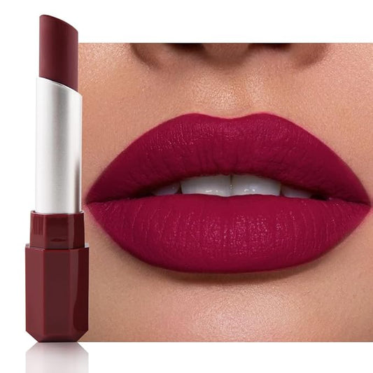 Dark Orange Red Matte Lipstick - Lip Crayon & Face Paint Stick for Women, Smooth Pigmented Everyday Wear, Younger-Looking Lip Makeup, Labial con color para uso diario 04