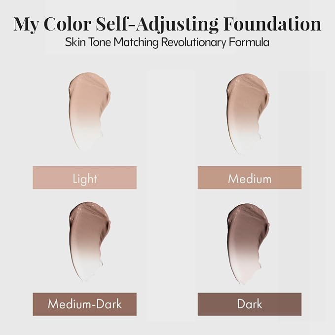 Jerome Alexander My Color Self-Adjusting Foundation, Hydrating & Lightweight Face Makeup, Skincare-Infused, with Kabuki Brush, Dark, 1 oz