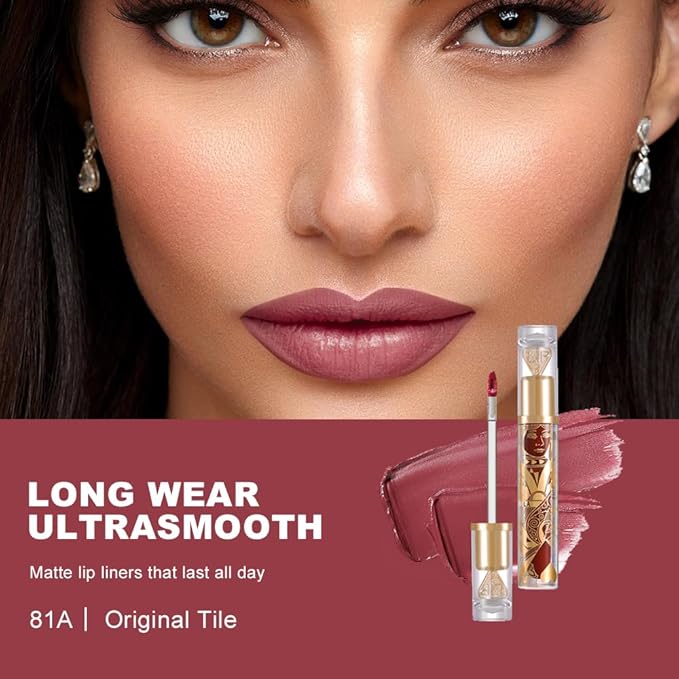 Soft Matte Liquid Lipstick in Dusty Mauve Rose, High Pigment Full Coverage Matte Lip Color, Waterproof Smudge-Proof Non-Transfer Lightweight Liquid Lipstick for Long-Wearing Everyday Makeup 81A