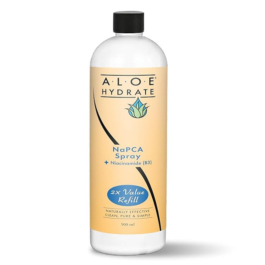 NaPCA Moisturizer Facial Mist; 2X Value Refill. Sodium PCA in Aloe vera Spray. Hydrating Face Mist & Toner - Lightweight Feel - Refresh, Sooth, Restore - Dry, Oily, Sensitive, Acne Prone Skin(500ml)