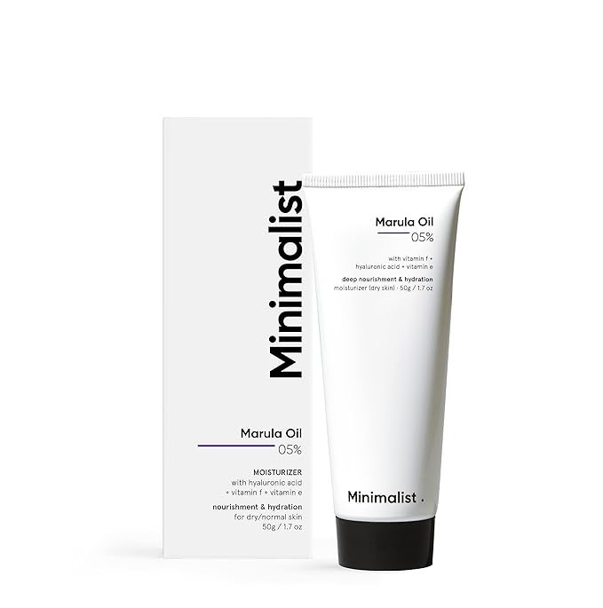 Minimalist Face Moisturizer for Dry Skin | 5% Marula Oil With Hyaluronic Acid For Deep Nourishment & Hydration | Face Hydrating Moisturizer | For Women & Men | 1.7 Oz / 50 gm