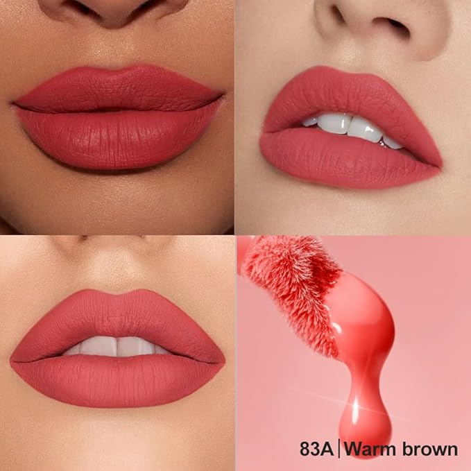Soft Matte Liquid Lipstick in Soft Rose Pink, High Pigment Full Coverage Matte Lip Color, Waterproof Smudge-Proof Non-Transfer Lightweight Liquid Lipstick for Long-Wearing Everyday Makeup 83A