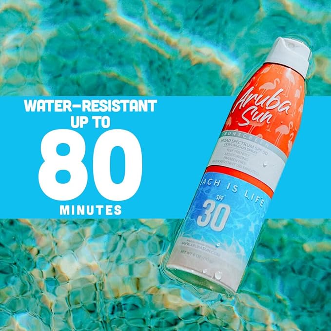 SPF 30 Sunscreen Spray 6oz - Reef Act Compliant no 67 Octinoxate & Oxybenzone Free - Sun Screen Broad Spectrum UVA/UVB - Sunscreen Waterproof and Non-Greasy