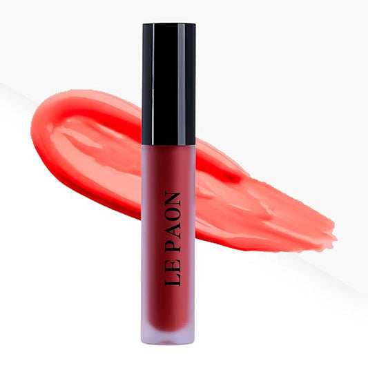 LePaon Cosmetics Pout Cloud Lipgloss – Long-wear, Transfer-Proof Matte Lipstick with High Pigment Payoff – Infused with Vitamin E for Extended Hydration (Fiery Punch)