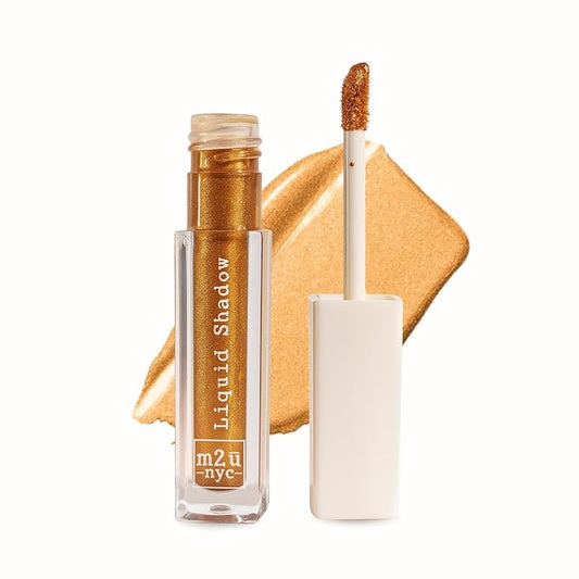 M2U NYC (Golden Copper Liquid Eyeshadow – Quick Drying Liquid Eye Shadow with One Swipe Pigment Coverage – Long Lasting, Buildable & Blendable Crease Proof Formula – Shimmer Finish