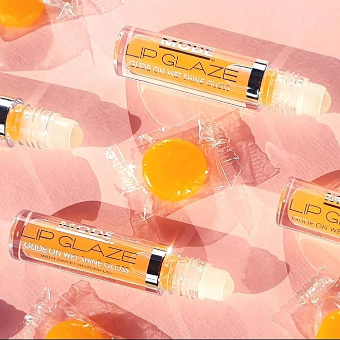 MODE Lip Glaze Butterscotch Flavored Lip Gloss, Delicious Yummy Flavor, Roll On Sweet Wet Nourishing Shine, Hydrating Moisturizing Natural Skincare Fruit Oils, Made in NY USA, Vegan