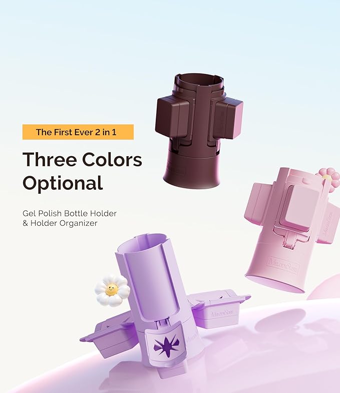 MelodySusie GelCarousel For Nail Polish Bottle Holder and Nail Art Tools Organizer, 360° Rotating Storage Container with 3Pcs Detachable Silcone Gel Polish Holder, Purple(Only Box)