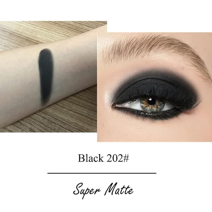 Mysense Matte Black Single Eyeshadow Palette, Pressed Powder Eye Shadow, Smooth Eye Black Powder Makeup, High Pigment Long Lasting Vegan & Cruelty Free, 202# Black