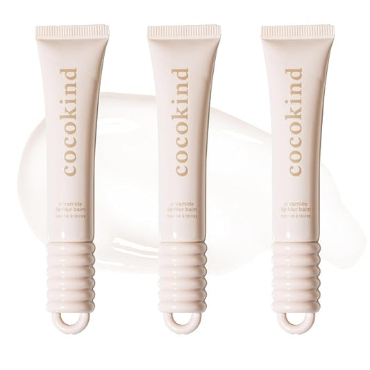 Cocokind Ceramide Lip Blur Balm, Be Real - Clear Hydrating Lip Balm with Ceramides & Peptides, Made for Sensitive Skin & Lips, Unflavored & Fragrance-Free - 3 pack