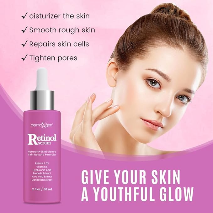 2.5% Retinol Serum for Face - Anti Aging Treatment with Hyaluronic Acid & Vitamin E - Nighttime Retinol Serum for Face - Hydrating Formula for Fine Lines & Wrinkles - 2 Fl oz