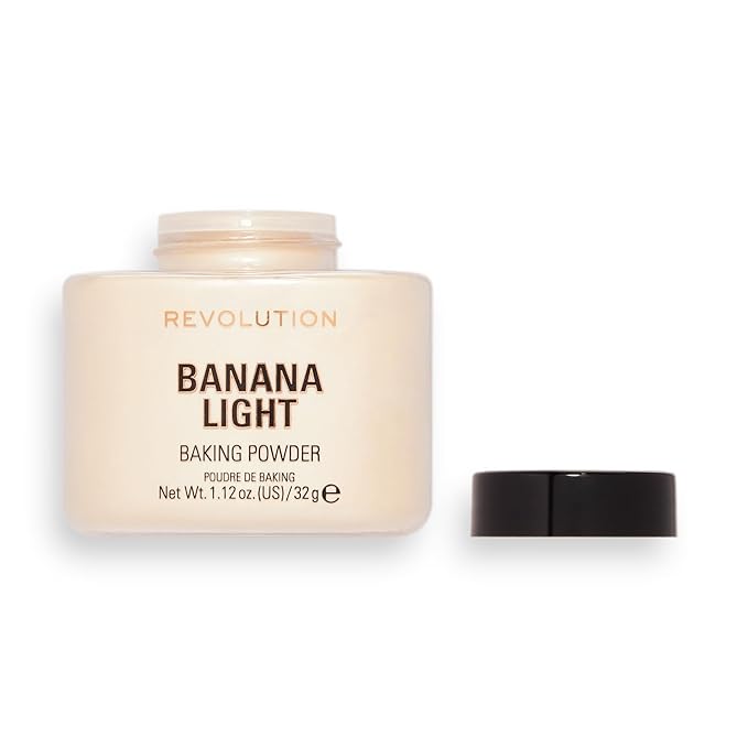 Revolution, Loose Baking Powder, Makeup Setting Powder, Long-Lasting Coverage, Mattifies & Reduces Shine, Banana Light, 1.12 oz