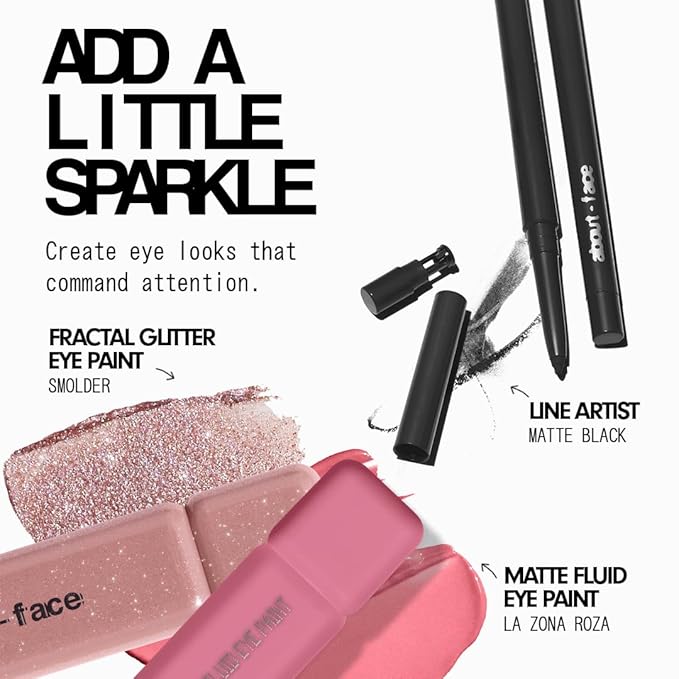 aboutface Fractal Glitter Eye Paint Smolder – Smudge-Proof, Long-Lasting Liquid Eyeshadow – Intense Sparkle with Mousse Texture – Vegan, Cruelty-Free – 0.13oz (Shimmering Mauve)