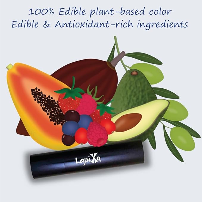 LAPIXO 100% Plant-based Color Lipstick, Unique Formula, Natural + Moisturizing | Non-Toxic, All Food Ingredients, Antioxidant-rich, Natural Matte Vibrant Color, 4.4g/0.15oz (Pomegranate color)