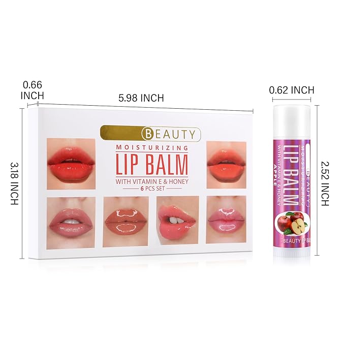 Boobeen Lip Balm Stick, Hydrating Lip Balm Cream for Dry Cracked Lips, Moisturizing Colorless Lipstick for Lip Care Soothing and Fade lip lines, 6 Pack