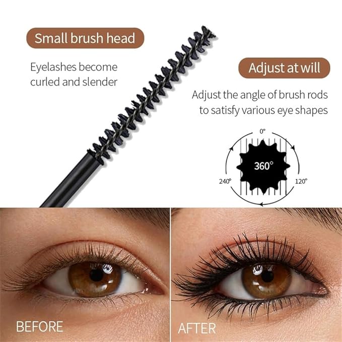 Ultra-Slim Brush Tubing Mascara for Mature Lashes – Waterproof Volume + Length for Fine Short Lower Lashes, Hypoallergenic Smudge-Proof Formula, Older Women Sensitive Eyes Friendly (Brown)