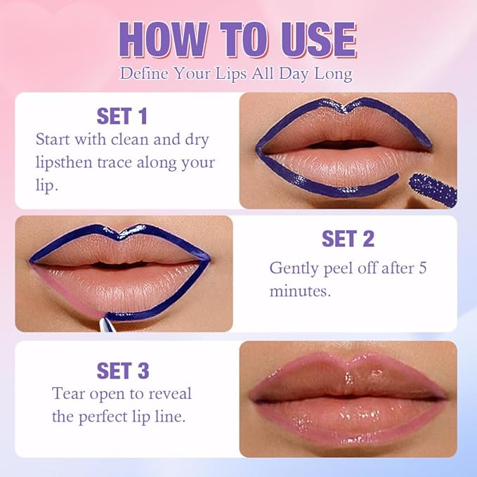 Matte Lip Stain Peel Off Lip liner Tattoo, Peach Pink Liquid Lips Gloss Peel Off Masque, for Women Long Lasting Waterproof Lipstick Lip Tint Stain, Transfer-proof for All Skin Types 03#