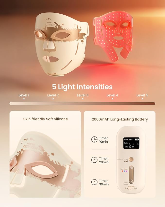 RENPHO Red Light Therapy Mask for Face 2026, Valentines Day Gifts for Women Mom Wife, 324 LEDs Full Face Coverage & 3 Light Modes, Cordless LED Red Light Therapy Face Mask for Home Use & Travel
