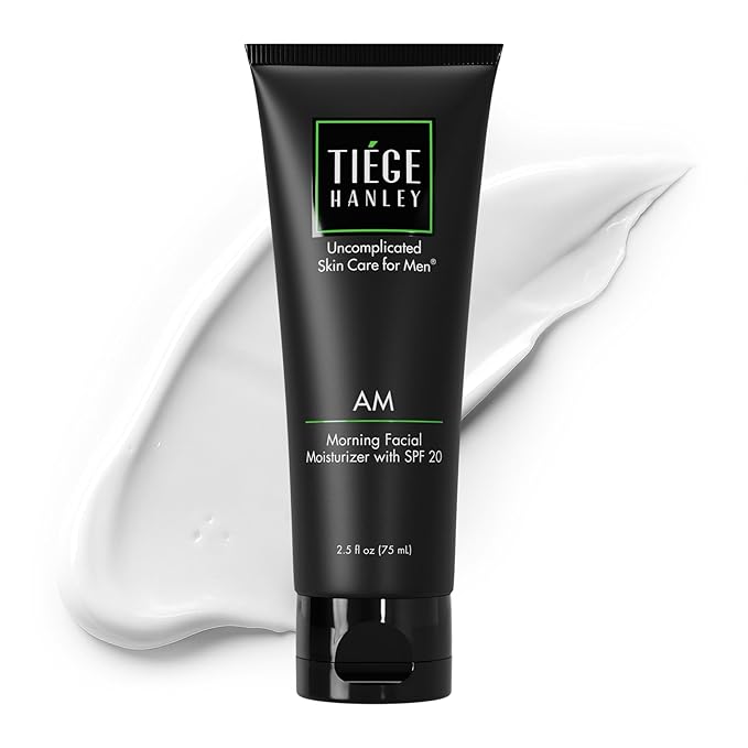 Tiege Hanley Mens Face Moisturizer, Morning Facial Moisturizer with SPF 20 - Men's Face & Skin Care Cream for Long-Lasting Hydration - Promotes Even Skin Tone, Safe for Sensitive Skin (2.5 Fl Oz) (AM)