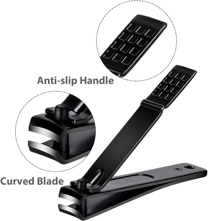 Nail Clippers Set, Sharp Stainless Steel Fingernail and Toenail Clippers, Nail Clippers for Thick Nails or Ingrown Nails, Perfect 3 PCS Black Nail Cutter for Men/Women/Kids, Set Include Nail File.