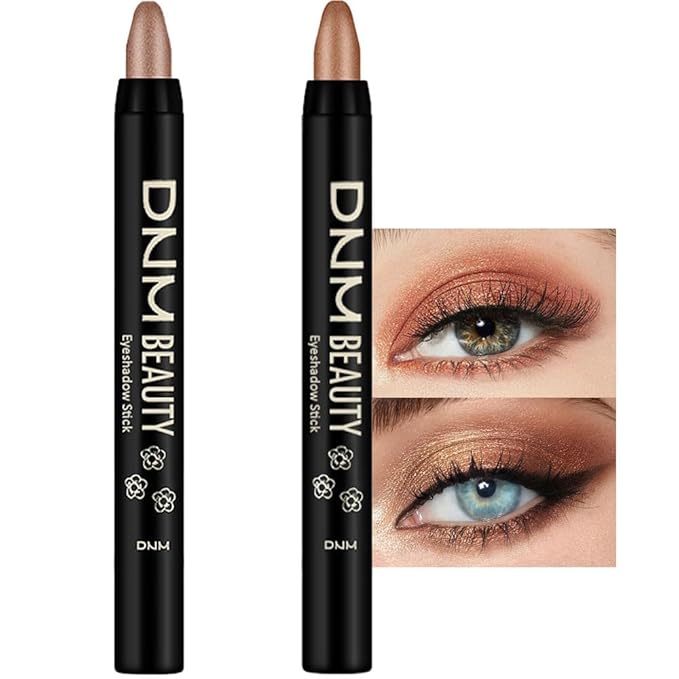 evpct 2Pcs Cream Eyeshadow Sticks Set for Eyes Beige Gold & Bronze Gold Shimmer Eye Crayon Shadow Brightener Stick Pencil Pen Bulk sombras en crema para ojos 05+15